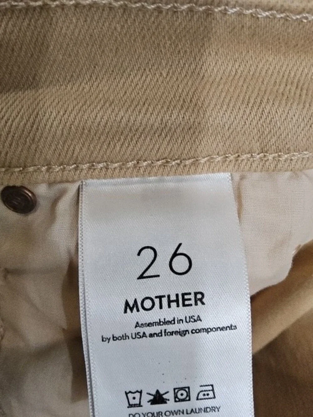 MOTHER Straight Leg Jeans in Beige Tan